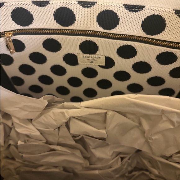 Kate Spade Monochrome Black & White heavy duty cloth Text Tote - Picture 4 of 4